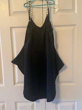 Love Black Top with Gold Chain Straps and Draped Sides
